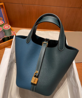 에르메스 피코탄 락18 블랙그린 금장 끌레망스 가죽